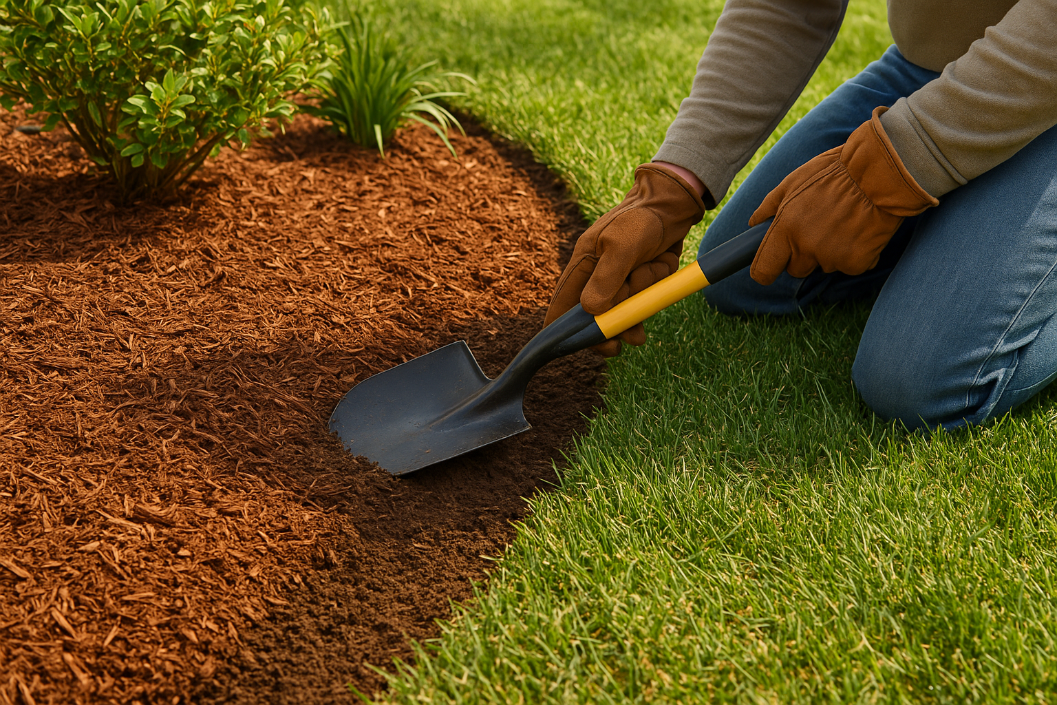 Redefine bed edges and refresh mulch