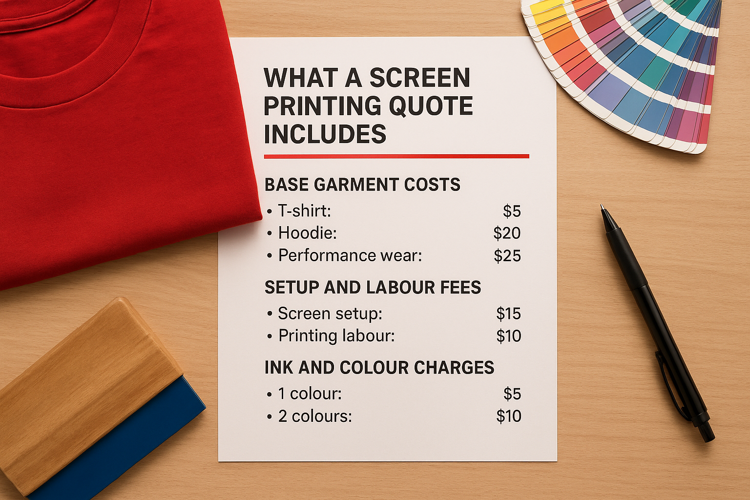 What a screen printing quote includes