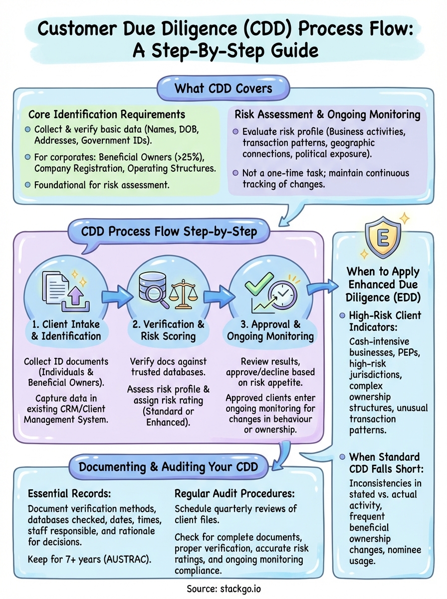 customer due diligence process flow infographic