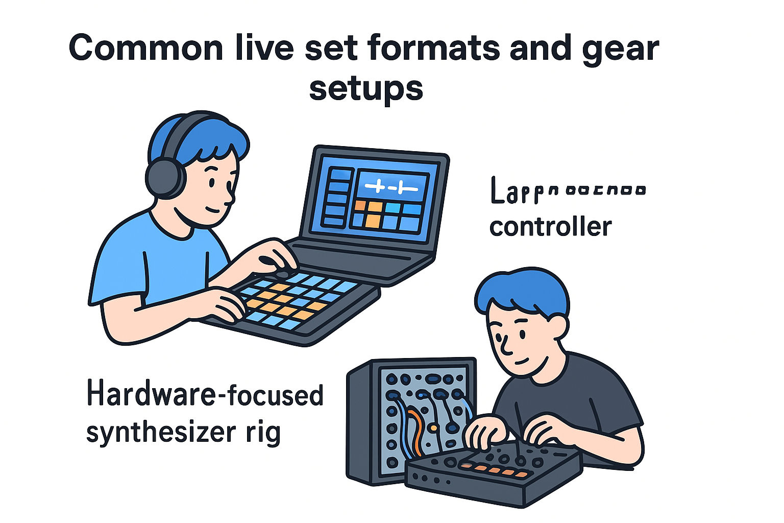 Common live set formats and gear setups