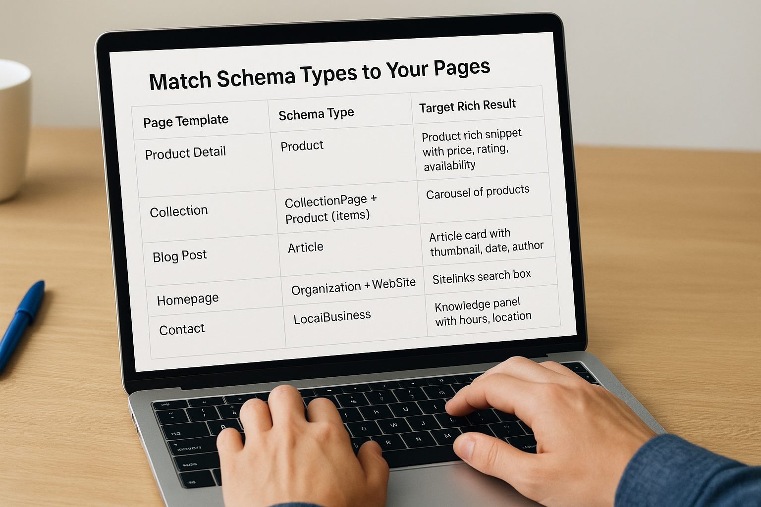 Match schema types to your pages