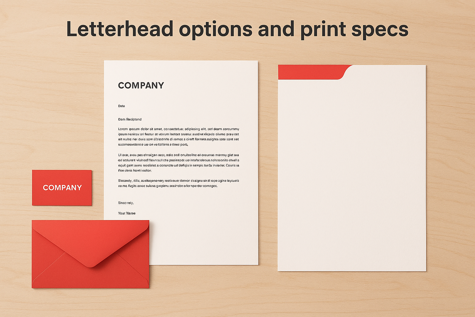 Letterhead options and print specs