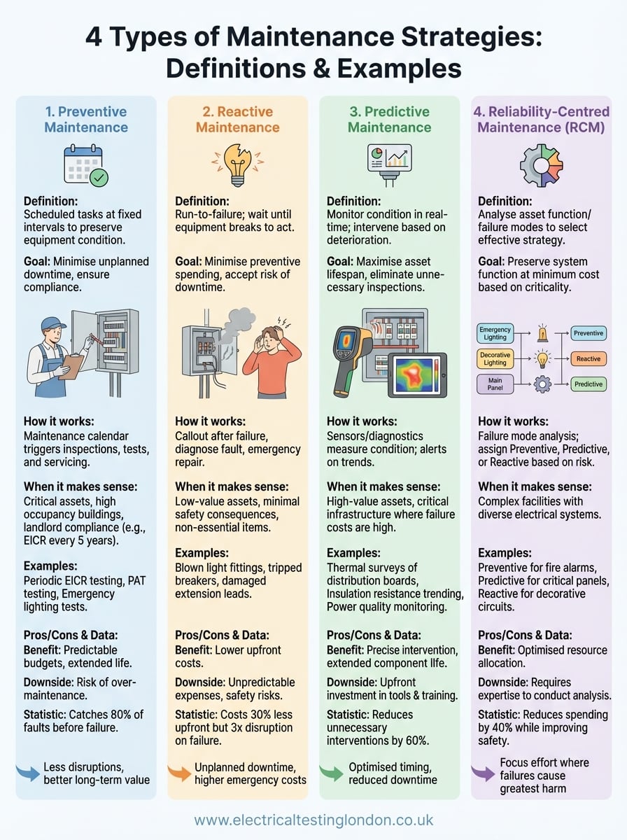 4 Types Of Maintenance Strategies: Definitions & Examples | Electrical ...