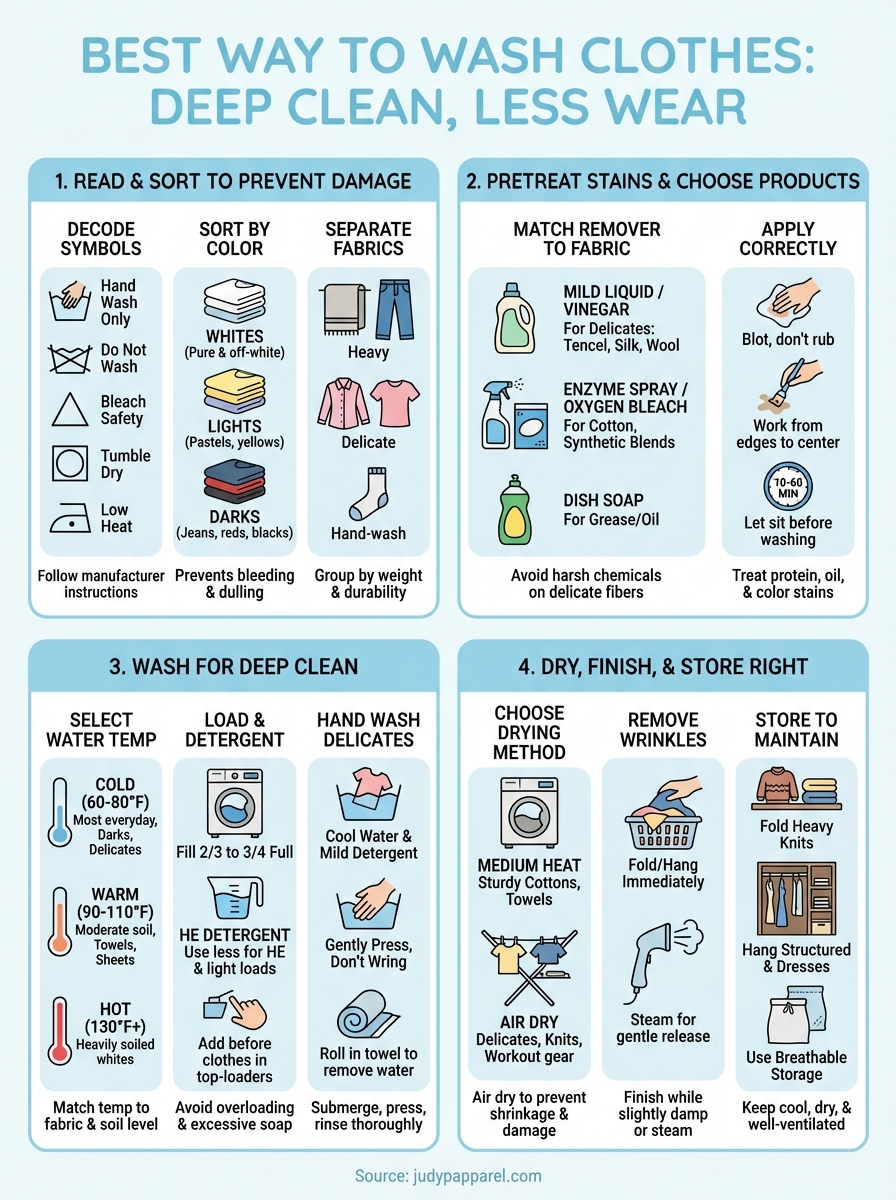 best way to wash clothes infographic