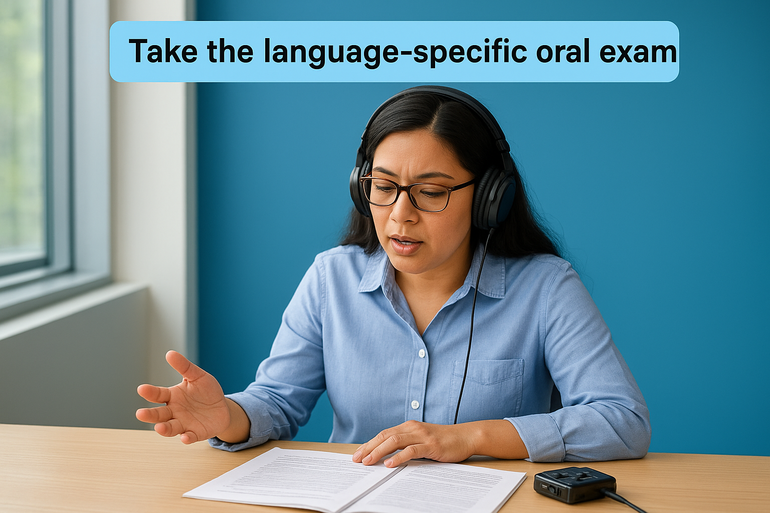 Take the language-specific oral exam