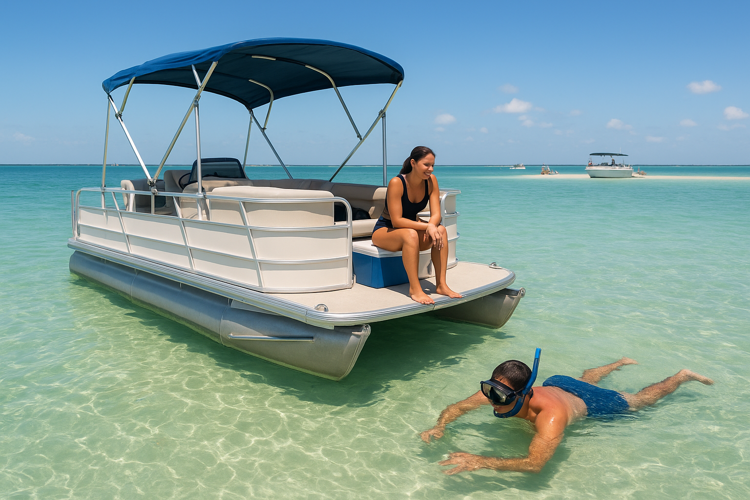 1. Start at Crab Island with a pontoon rental