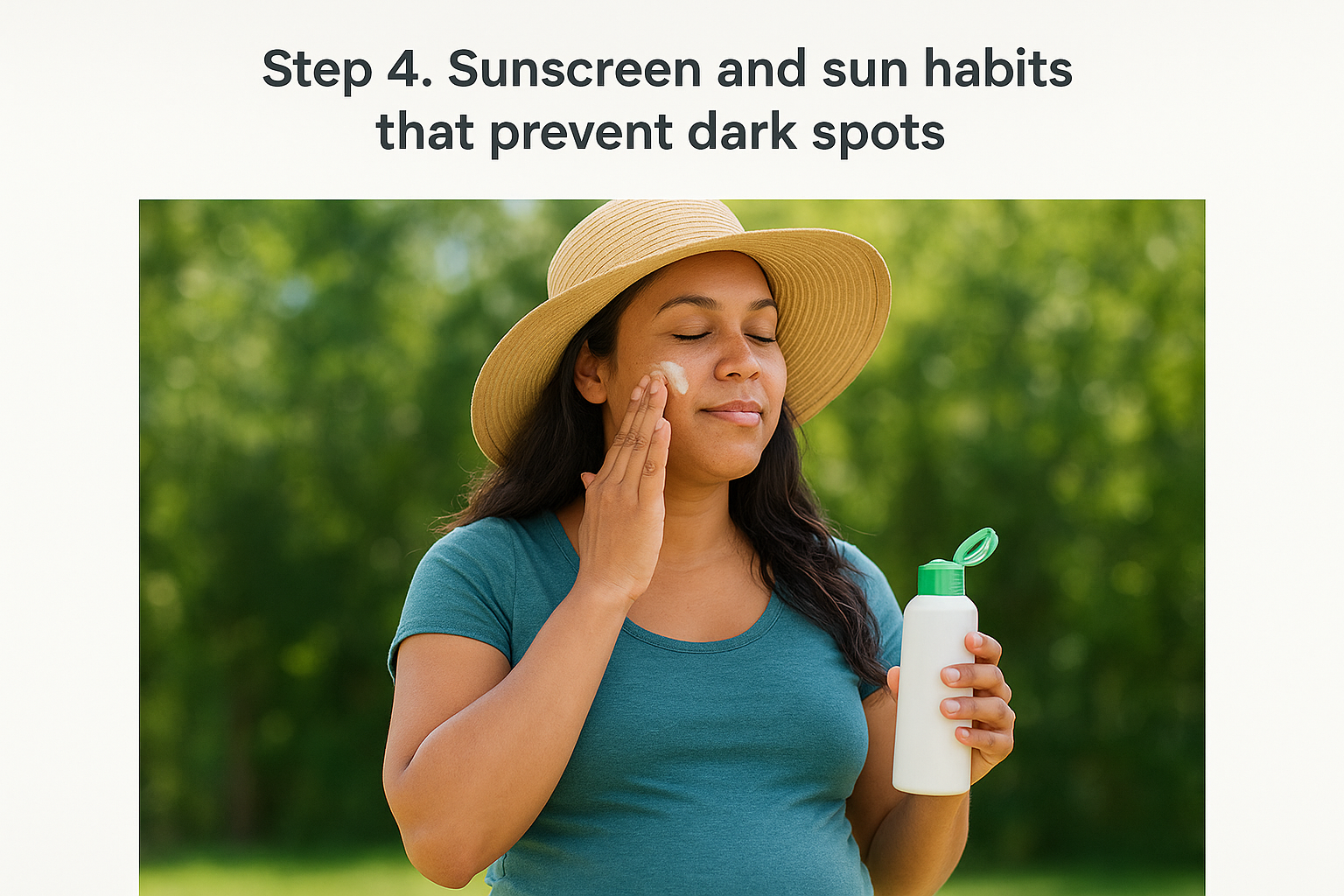 Step 4. Sunscreen and sun habits that prevent dark spots