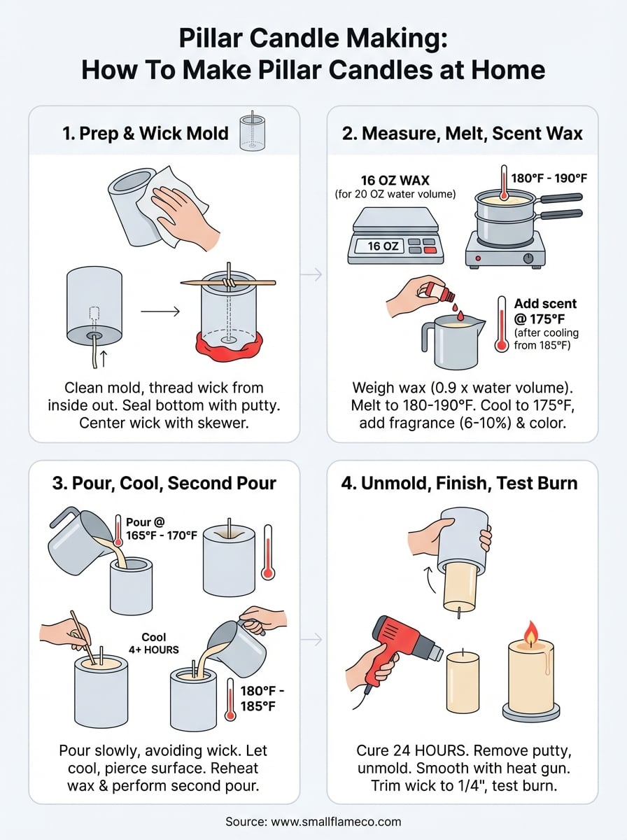 how to make pillar candles infographic