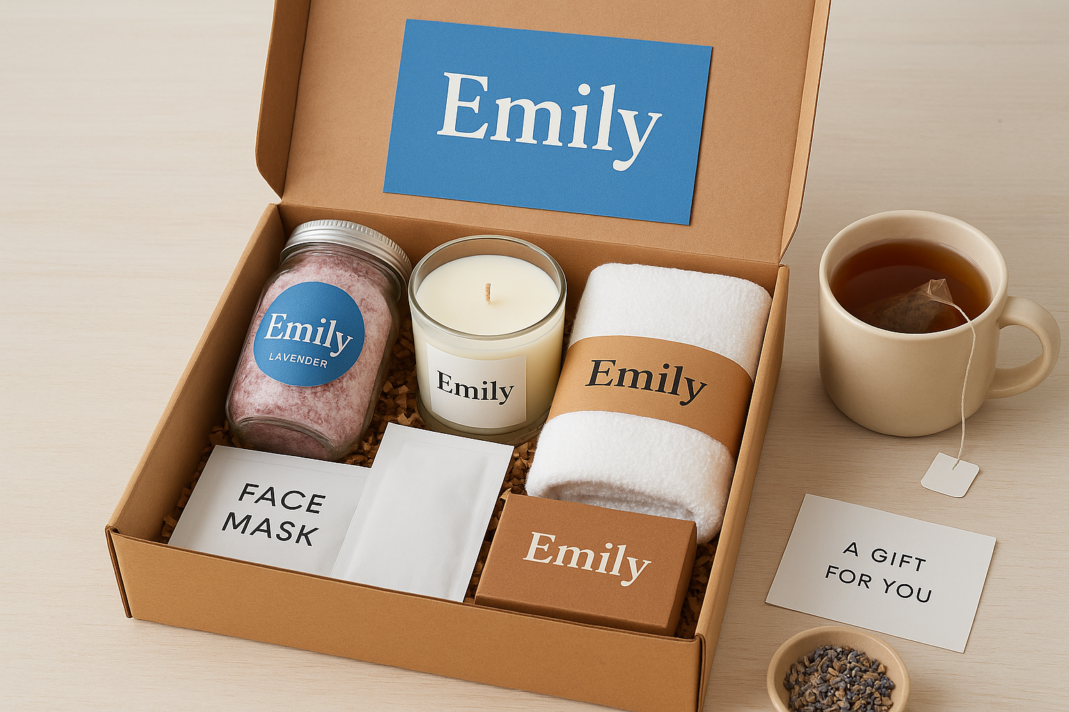 15. Personalized self-care gift box with her name