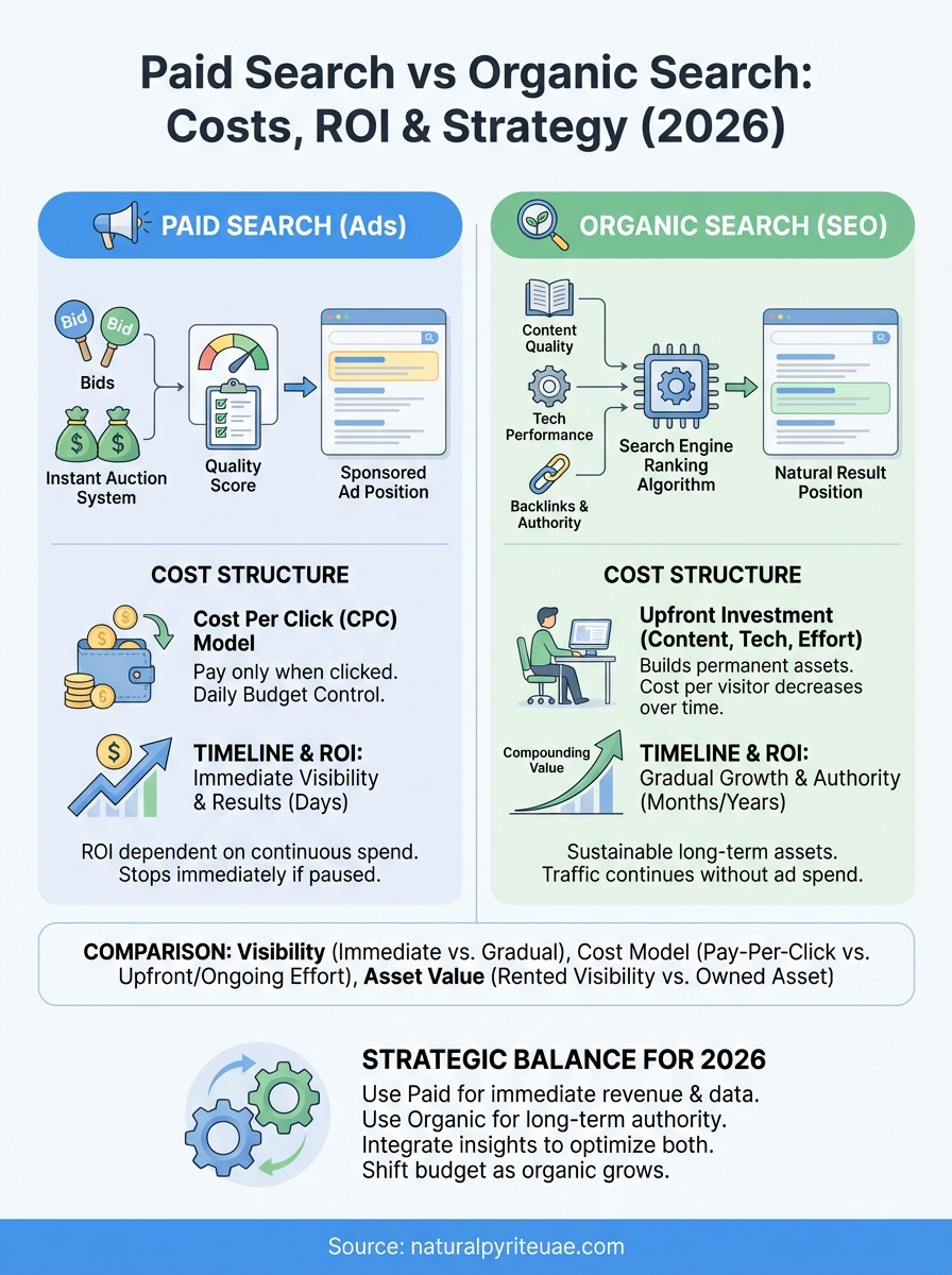 paid search vs organic search infographic