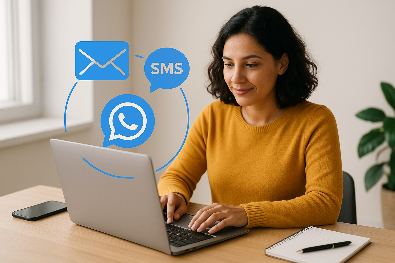 Email, SMS, and WhatsApp in one place