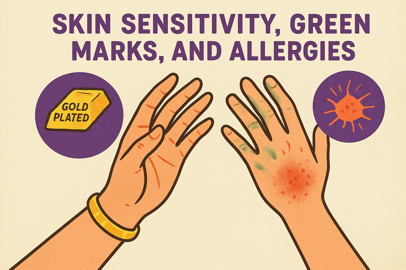 Skin sensitivity, green marks, and allergies