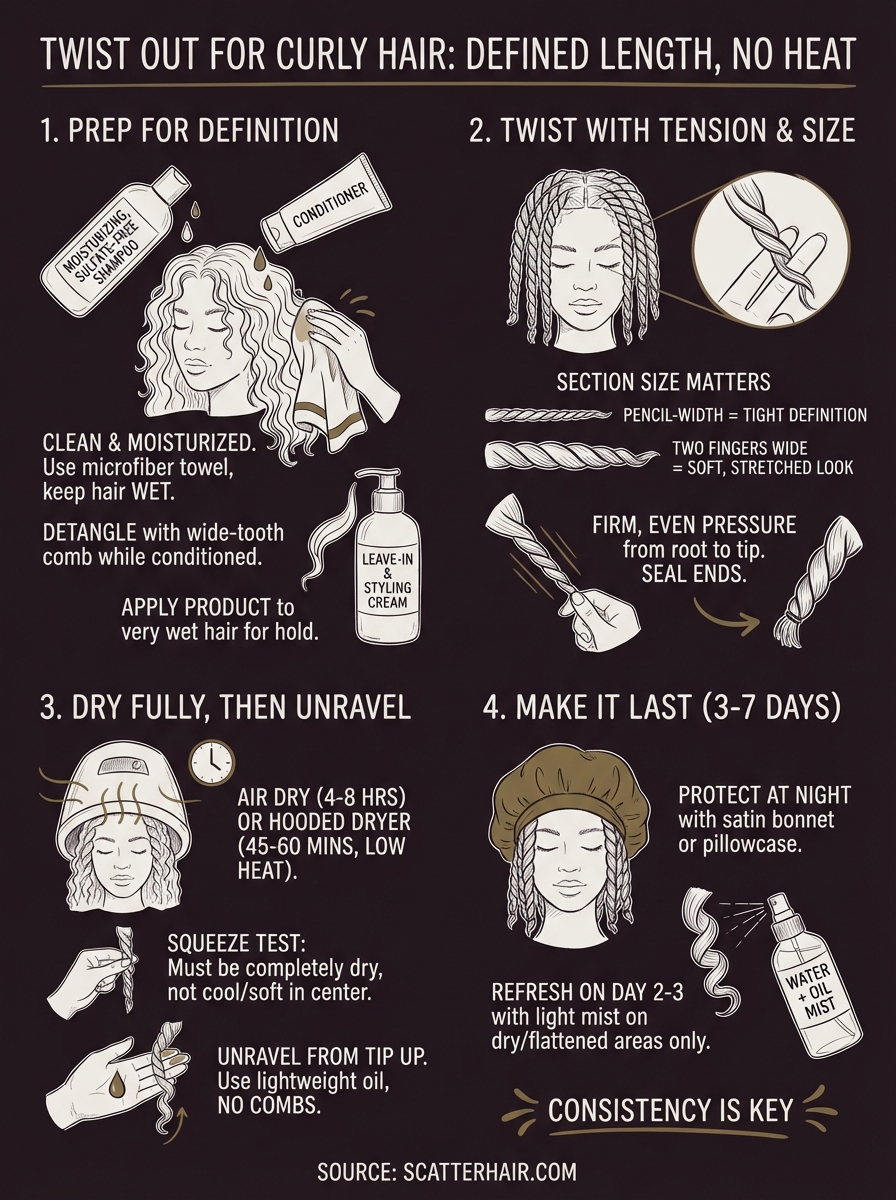 twist out for curly hair infographic