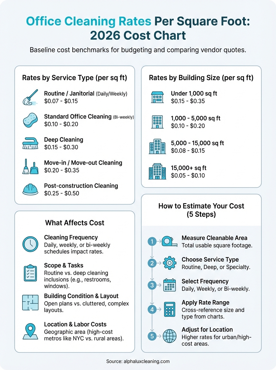 office cleaning rates per square foot infographic