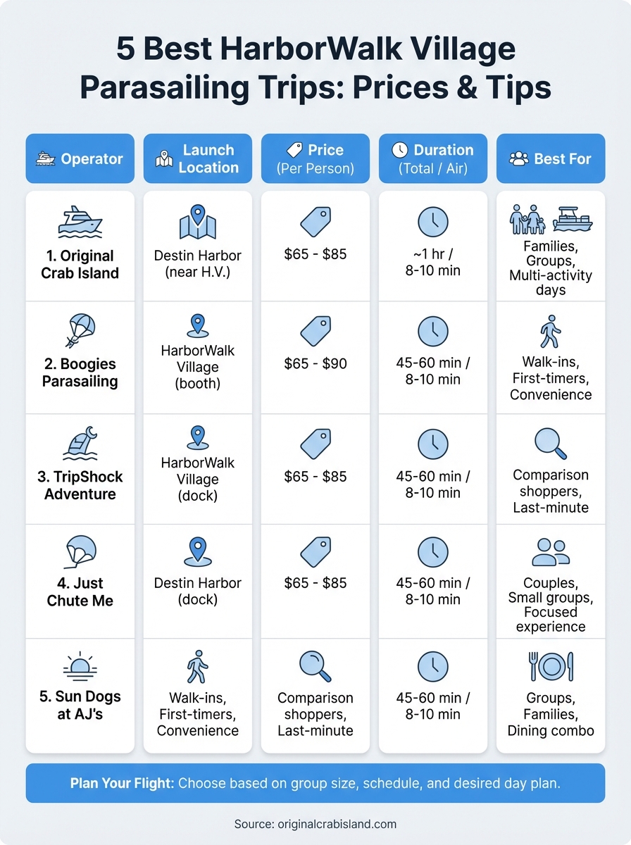 harborwalk village parasailing infographic