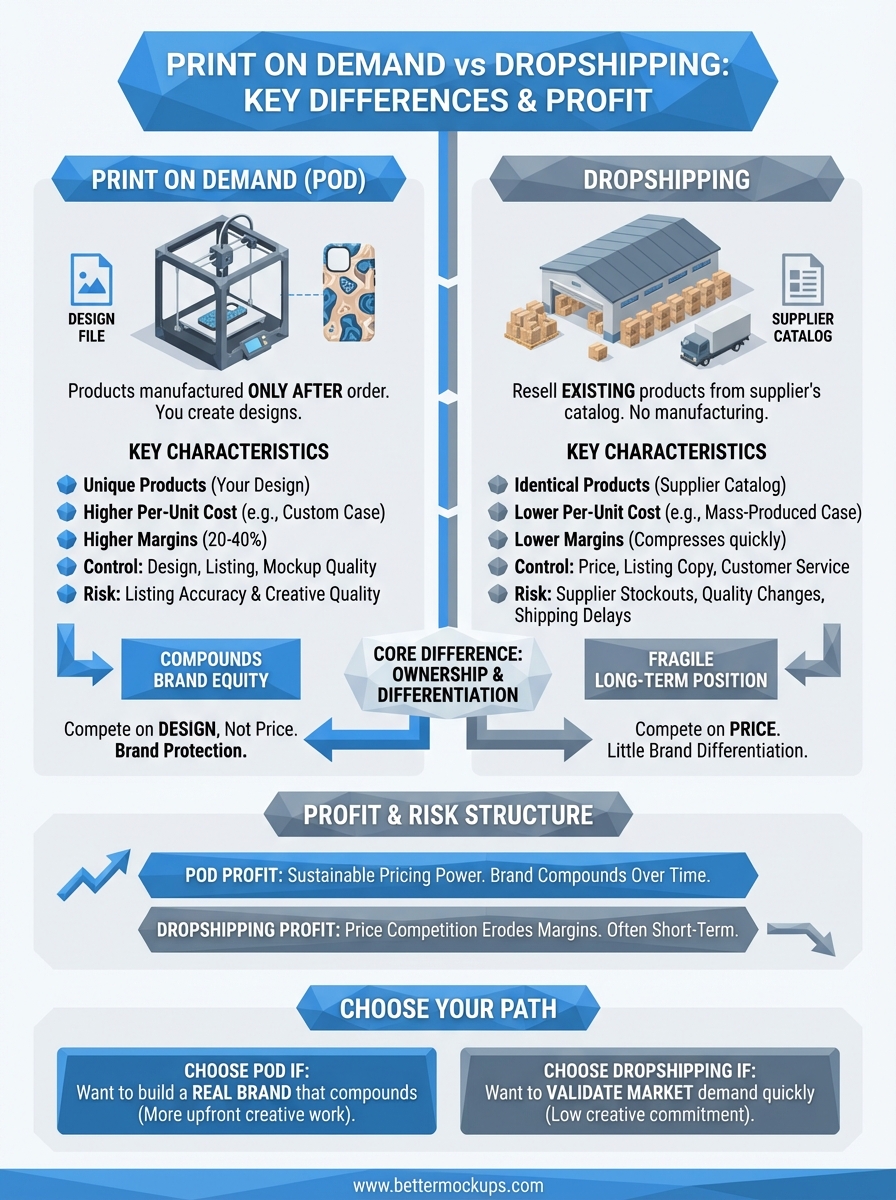 print on demand vs dropshipping infographic