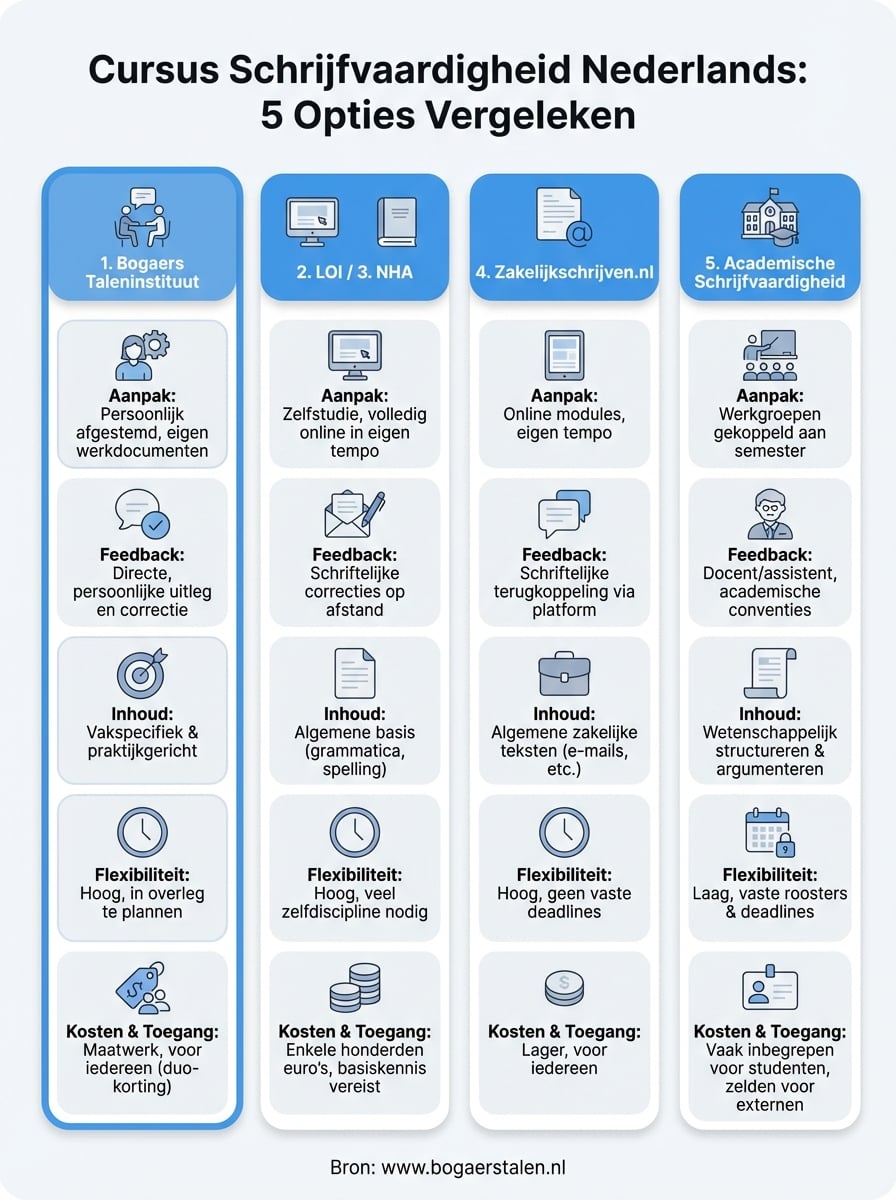 cursus schrijfvaardigheid nederlands infographic