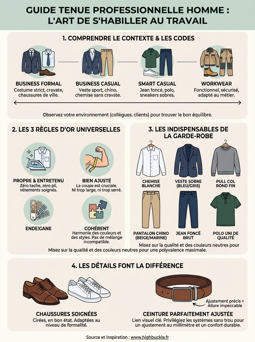tenue professionnelle homme infographic