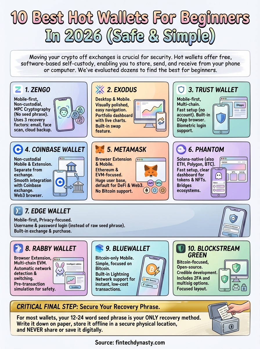 best hot wallet for beginners infographic