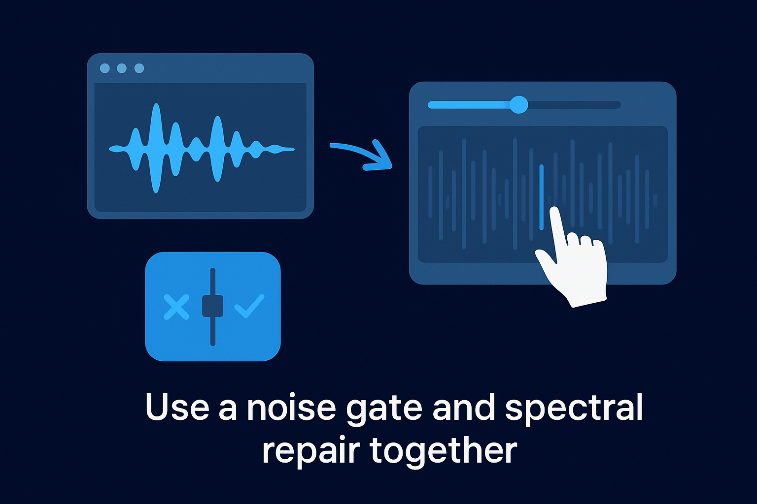 Use a noise gate and spectral repair together