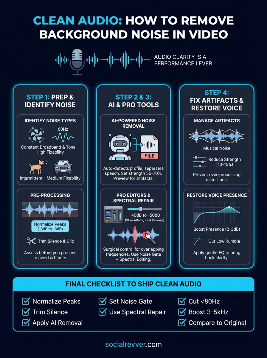 how to remove background noise in video infographic