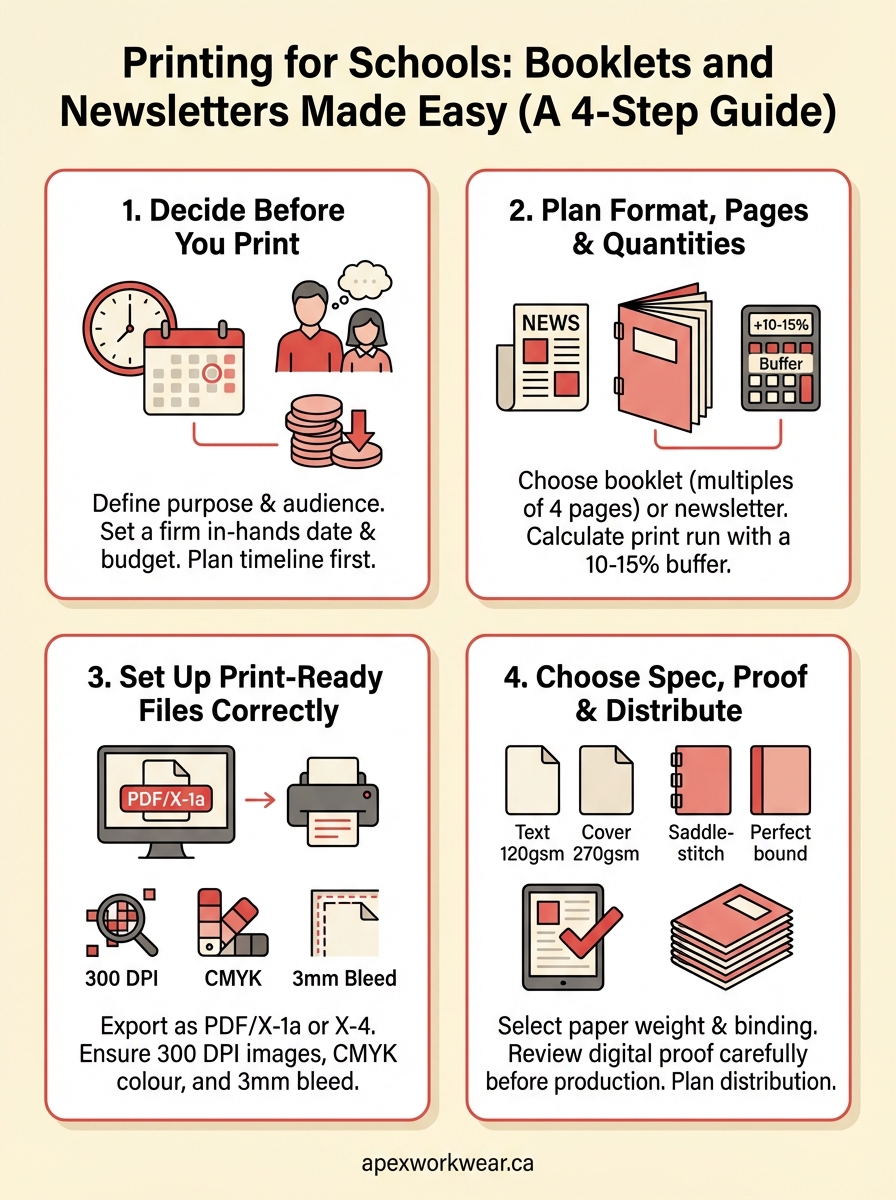 printing for schools (booklets + newsletters) infographic