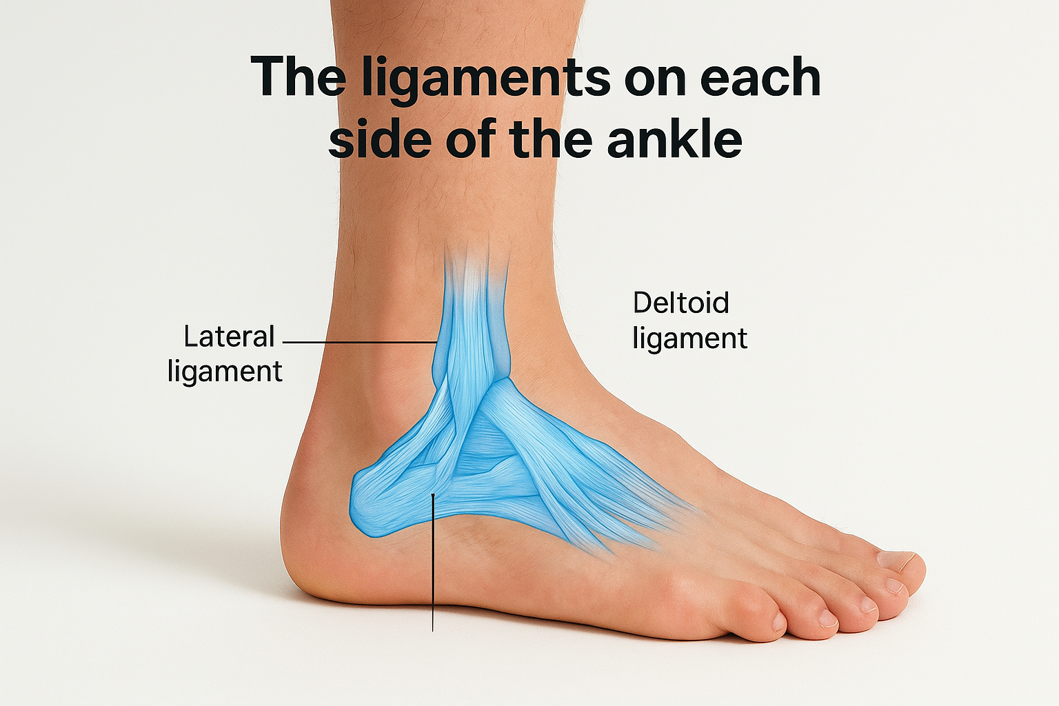 The ligaments on each side of the ankle