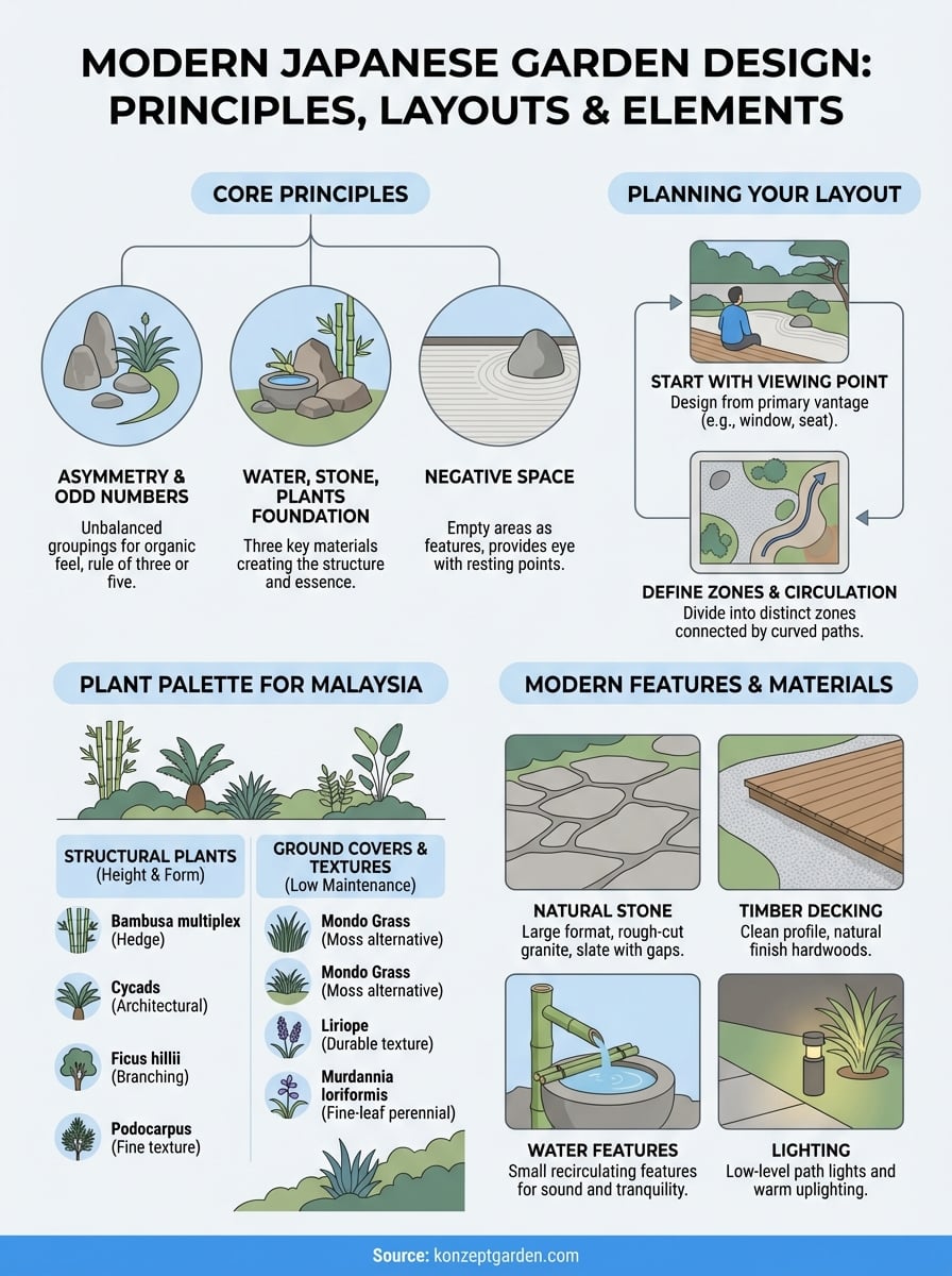 modern japanese garden design infographic