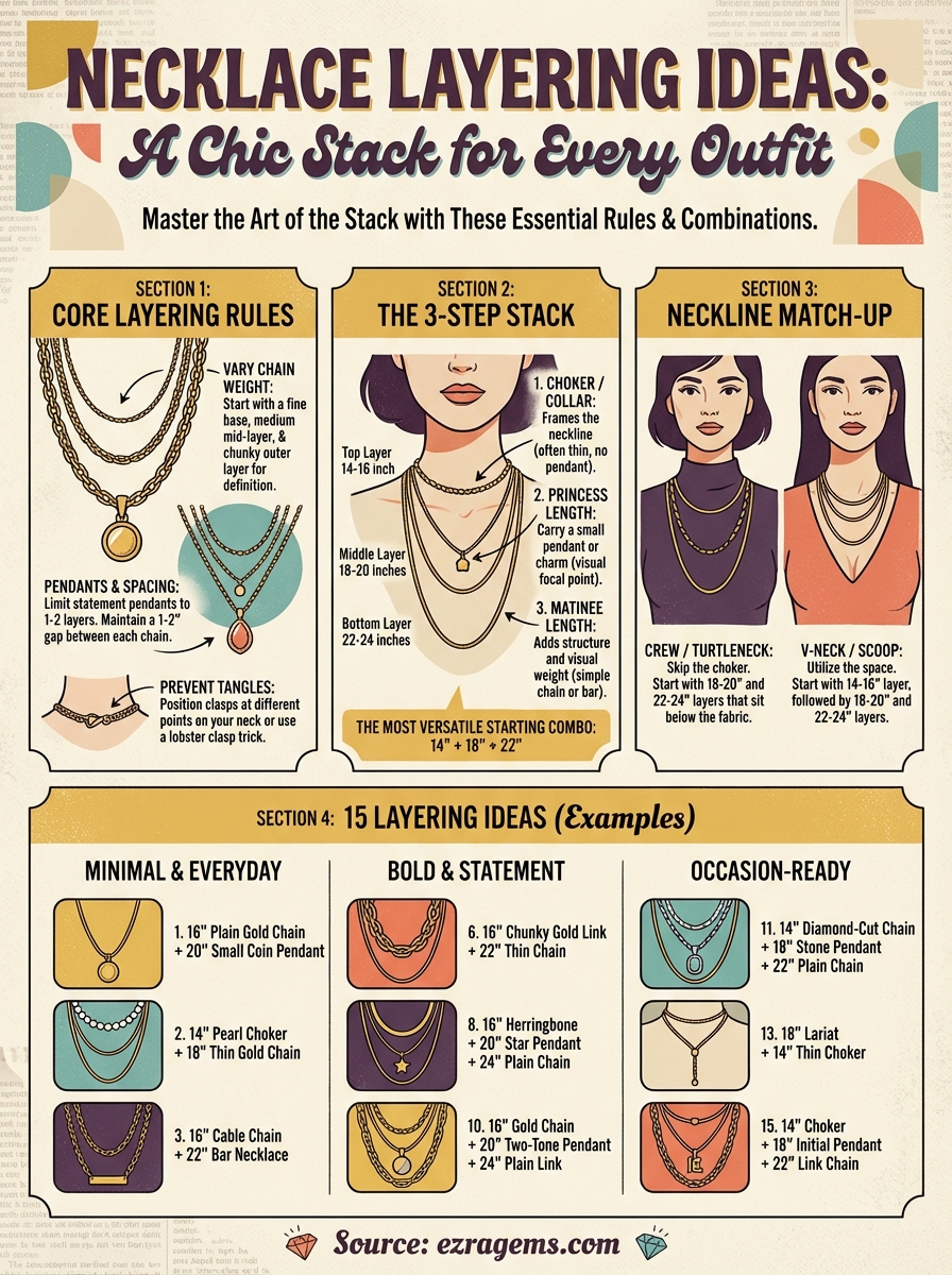 necklace layering ideas infographic