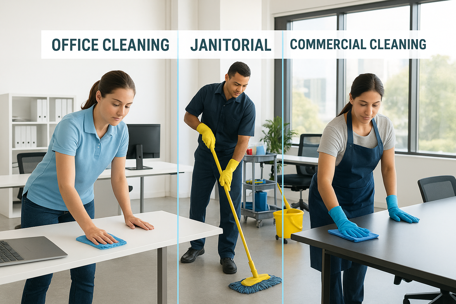 Office cleaning vs janitorial vs commercial cleaning