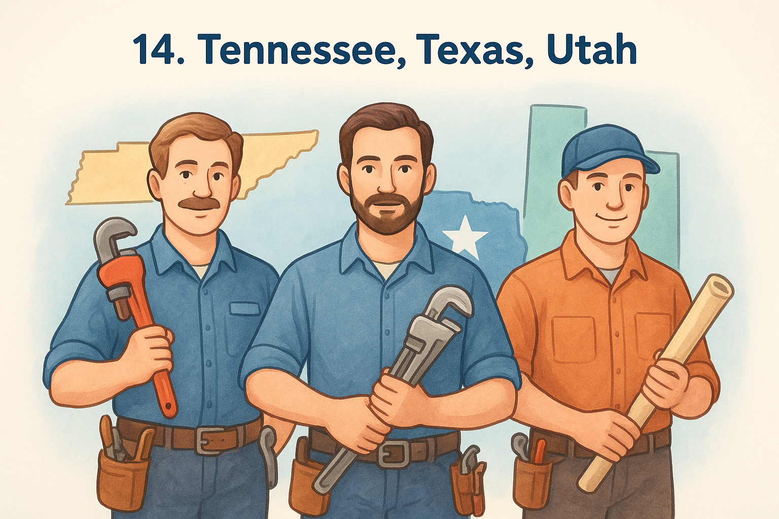 14. Tennessee, Texas, Utah