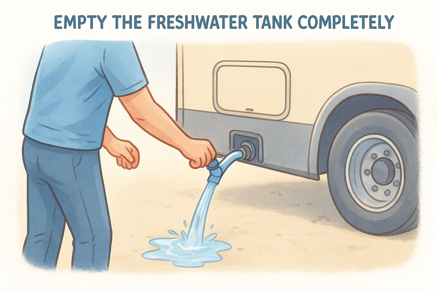Empty the freshwater tank completely