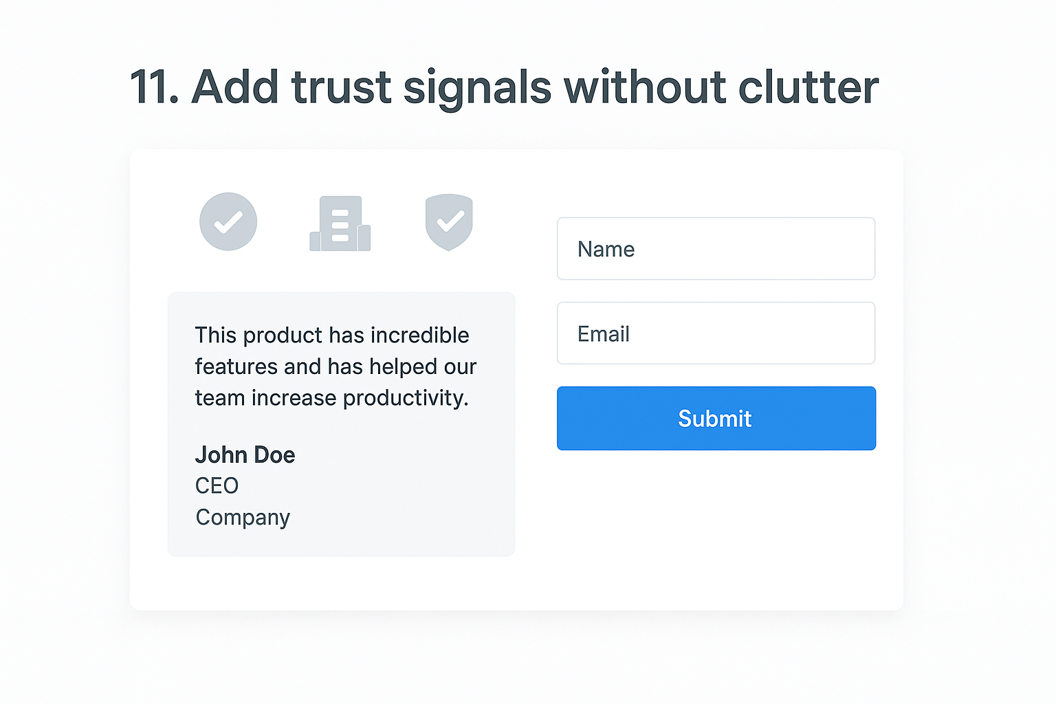 11. Add trust signals without clutter