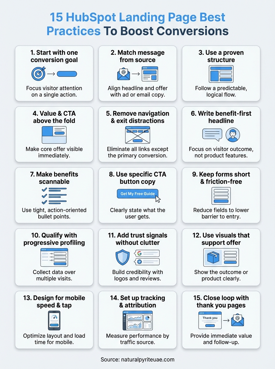 hubspot landing page best practices infographic