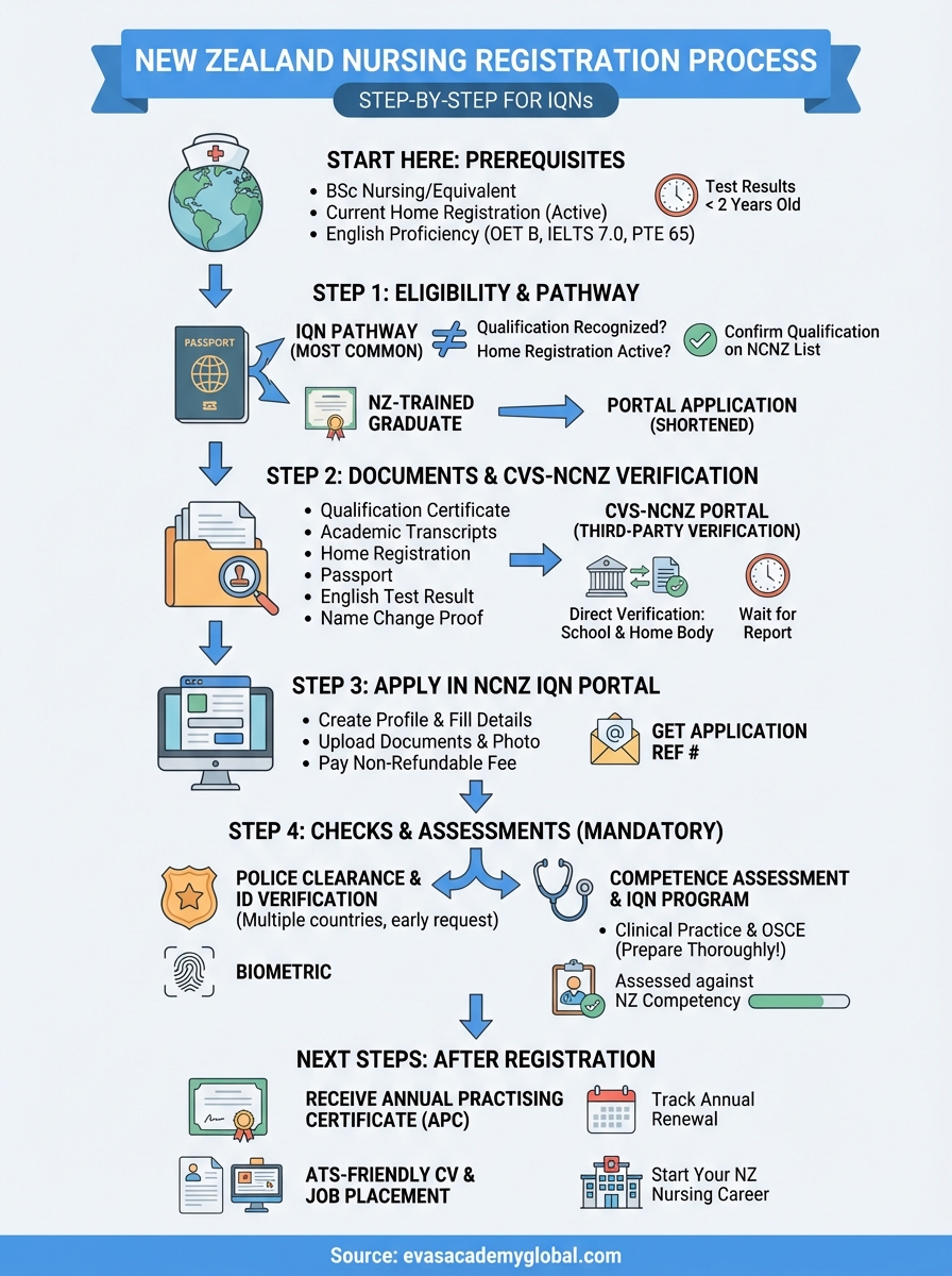 new zealand nursing registration process infographic