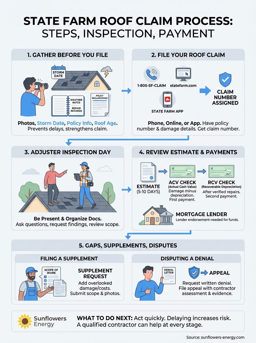 state farm roof claim process infographic