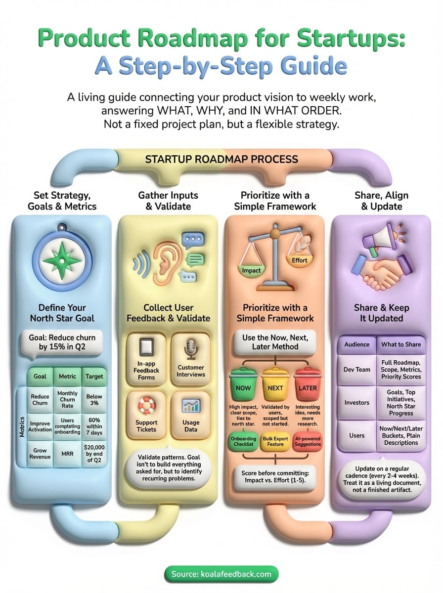 product roadmap for startups infographic
