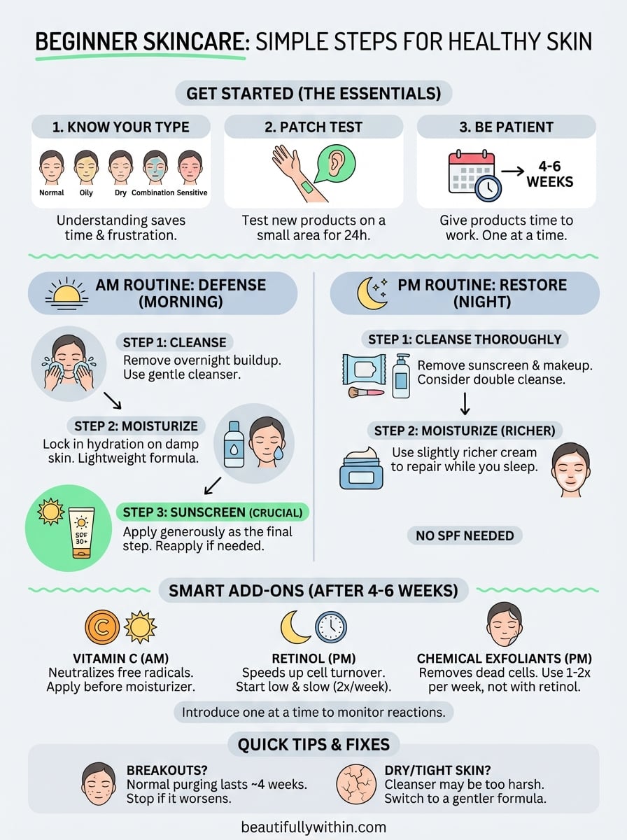 beginner skincare routine infographic