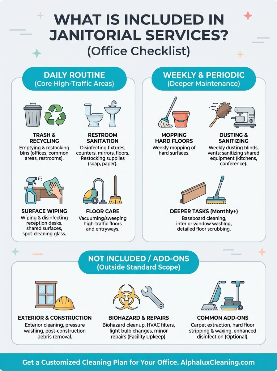 what is included in janitorial services infographic