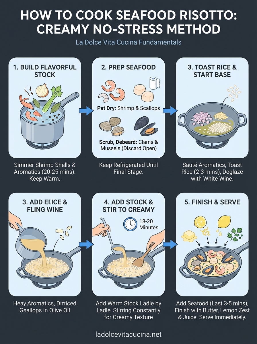 how to cook seafood risotto infographic