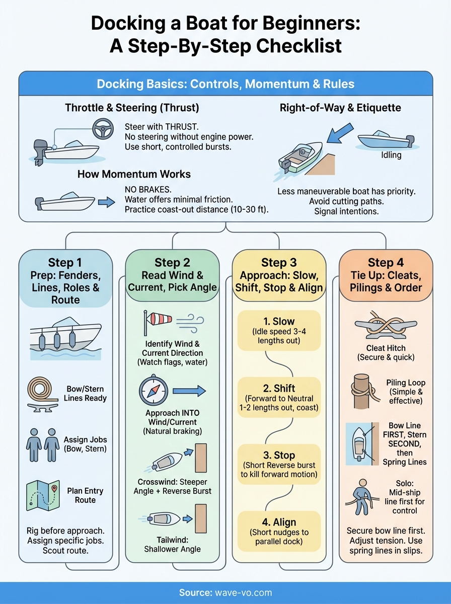 docking a boat for beginners infographic
