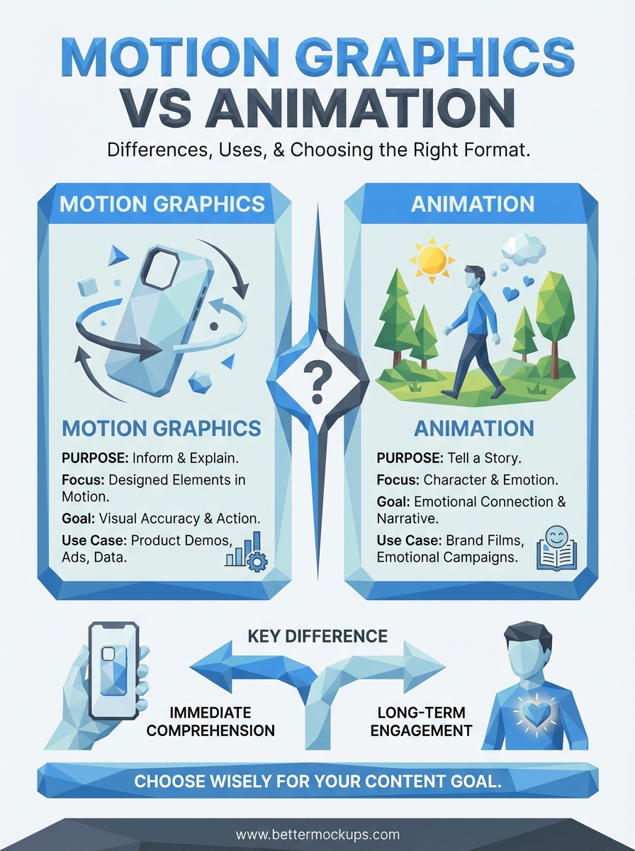 motion graphics vs animation infographic