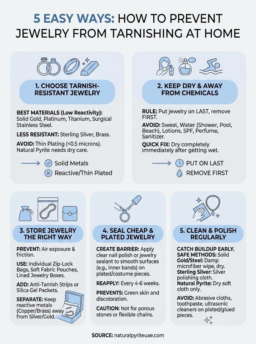 how to prevent jewelry from tarnishing infographic