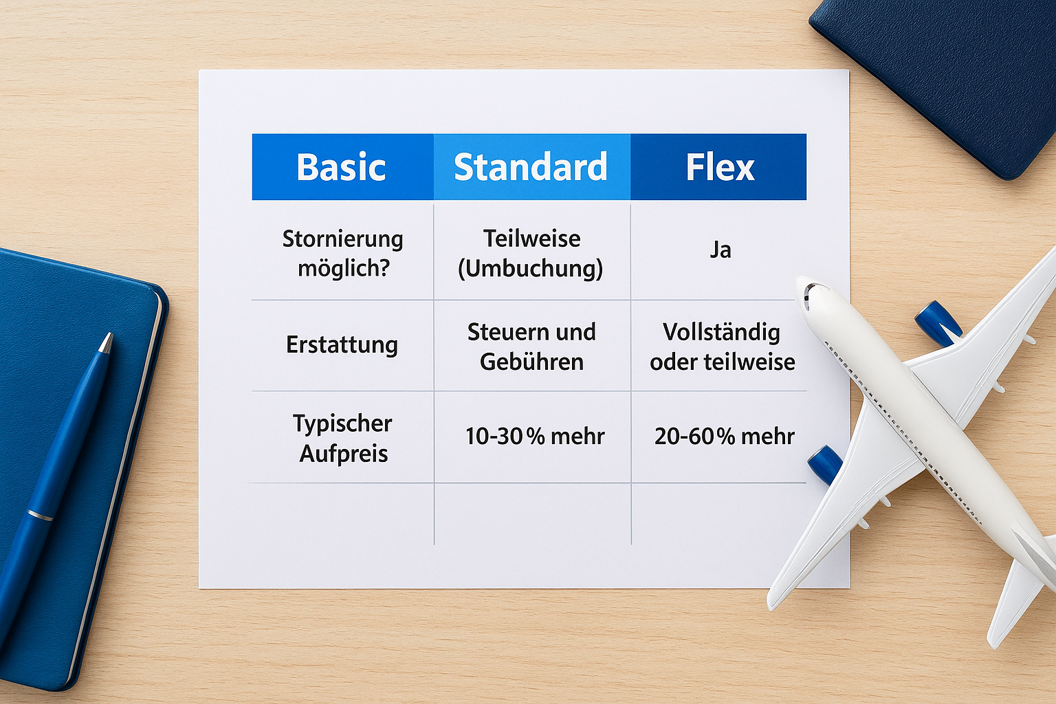 Tarifkategorien: Basic, Standard und Flex im Vergleich