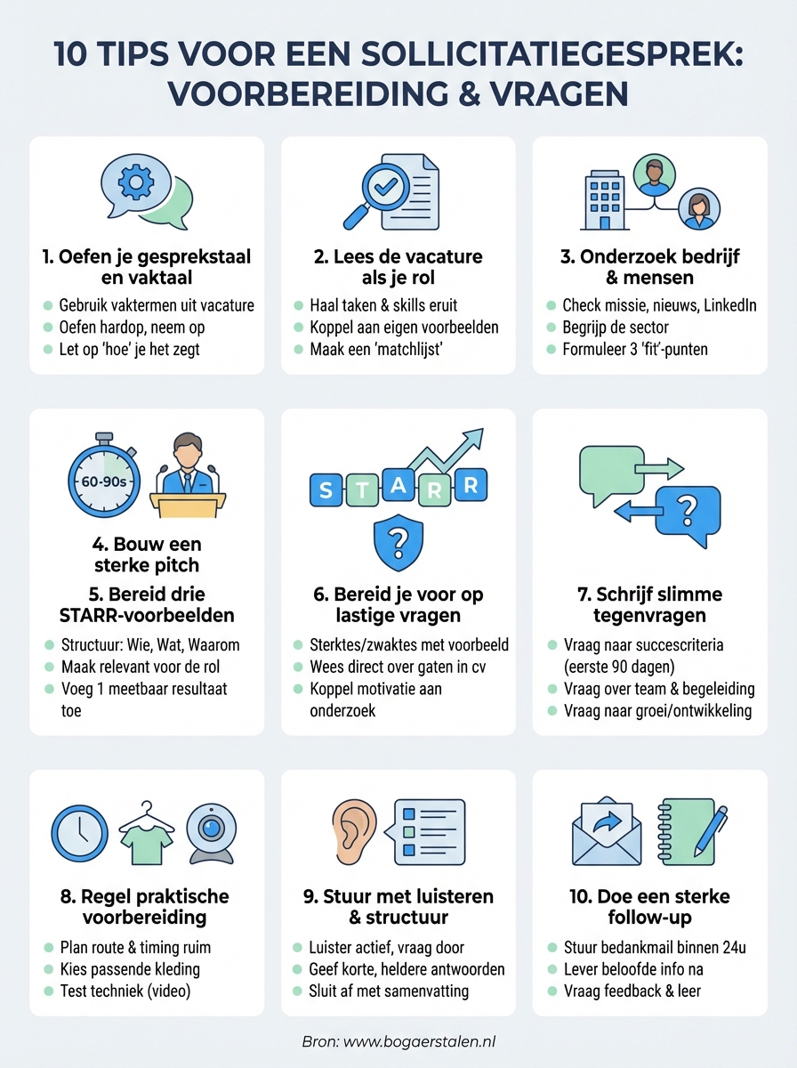 tips voor een sollicitatiegesprek infographic