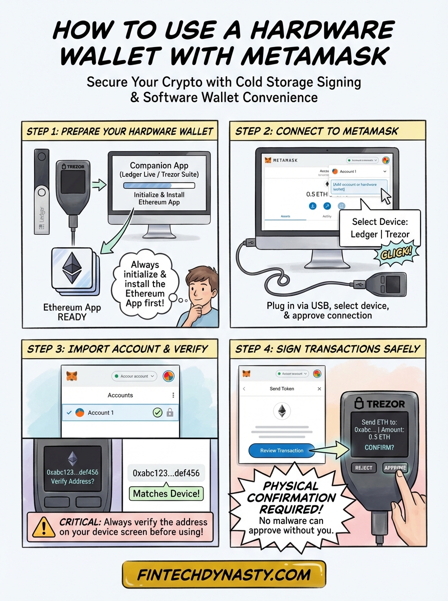 how to use a hardware wallet with metamask infographic