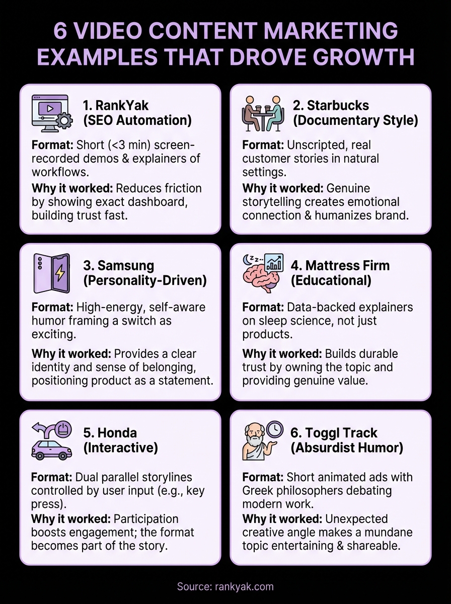 video content marketing examples infographic