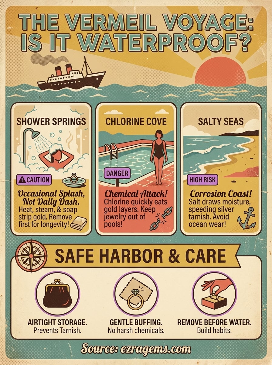 is gold vermeil waterproof infographic