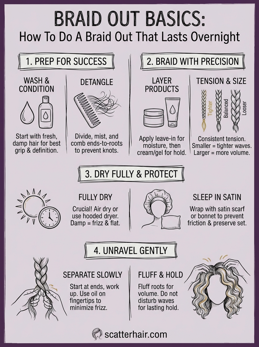 how to do a braid out infographic