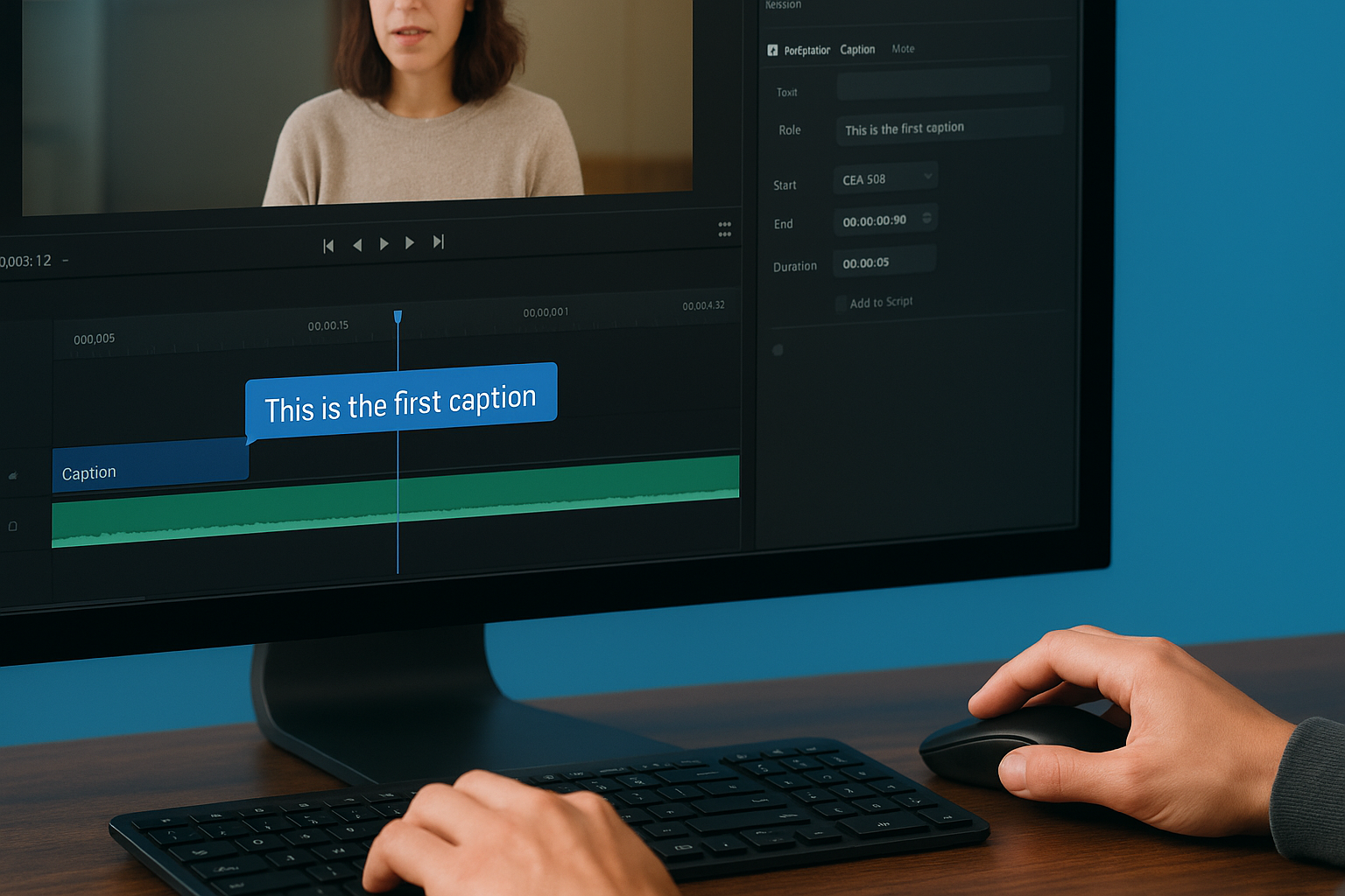 Type, time, and trim each caption